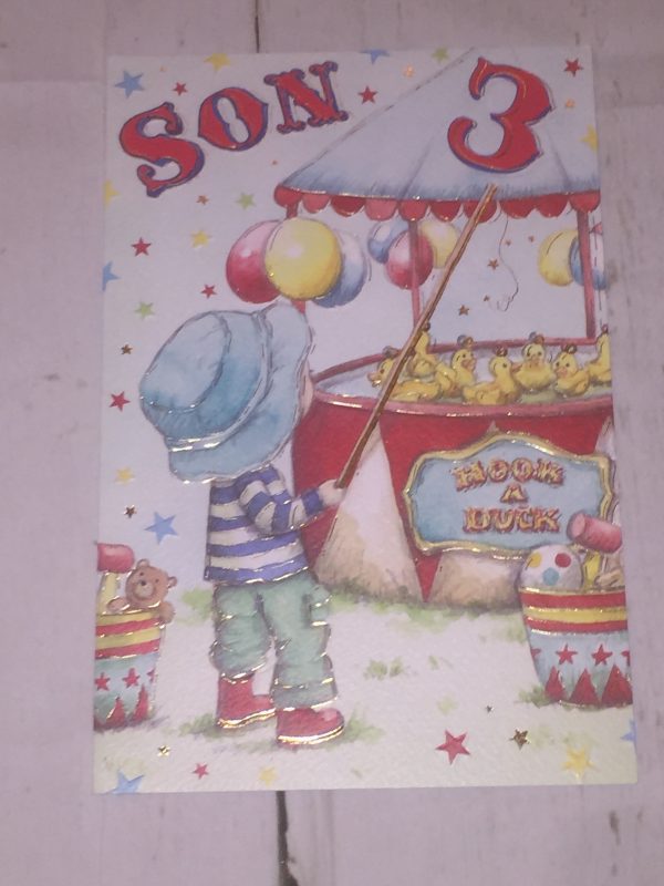 Son 3rd Birthday Card Beautiful Quality Hook A Duck Design Stunning Sparkling Details 048293