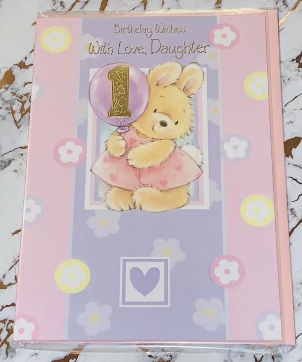 Daughter 1st Birthday Card 9x6.5 Beautiful Design by Fab 123456