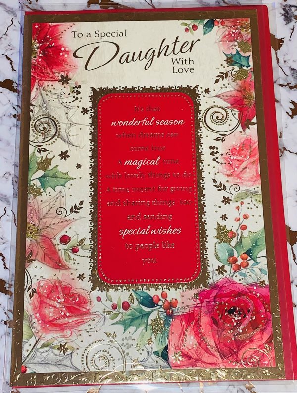 Daughter Christmas Card 11x7 Bright Fun Design & Beautiful Verse by Regent 900081