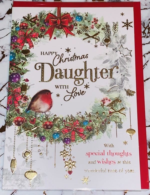 Daughter Christmas Card 9x6.5 Bright Fun Design & Beautiful Verse by Regent 897596