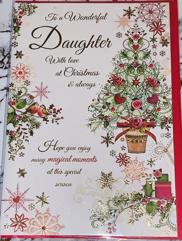 Daughter Christmas Card 9x6.5 Bright Fun Design & Beautiful Verse by Regent 897756