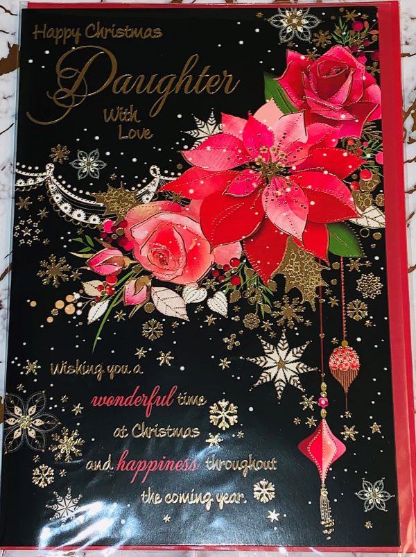 Daughter Christmas Card 9x6.5 Bright Fun Design & Beautiful Verse by Regent 897947