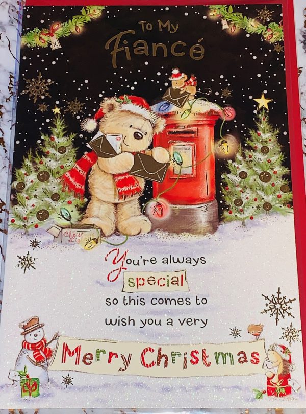 Fiance Christmas Card 11x7 Bright Fun Design & Beautiful Verse by Regent 900197