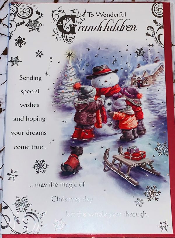 Grandchildren Christmas Card 9x6.5 Bright Fun Design & Beautiful Verse by Regent 897268