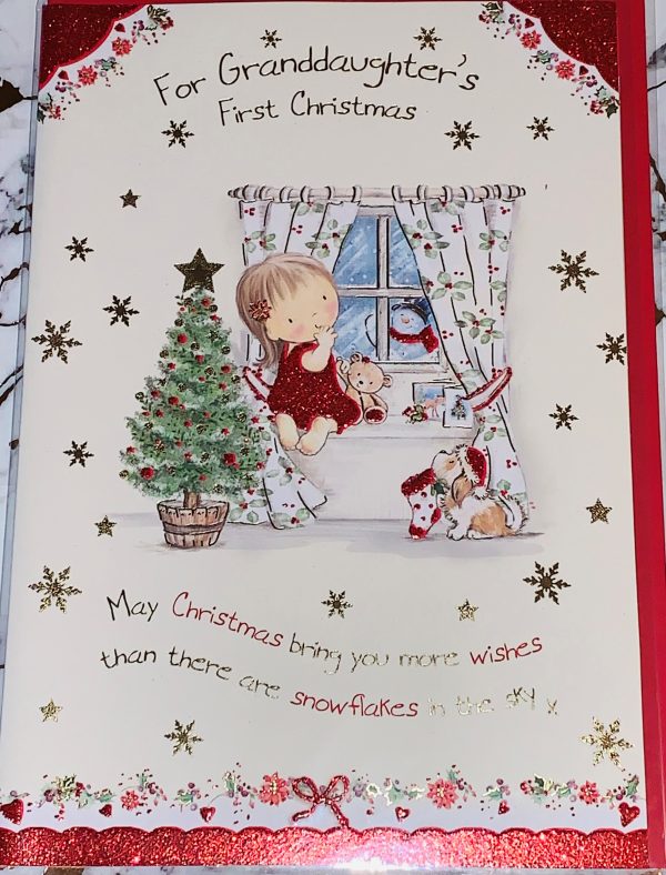 Granddaughter's 1st Christmas Card 9x6.5 Bright Fun Design & Beautiful Verse by Regent 896926