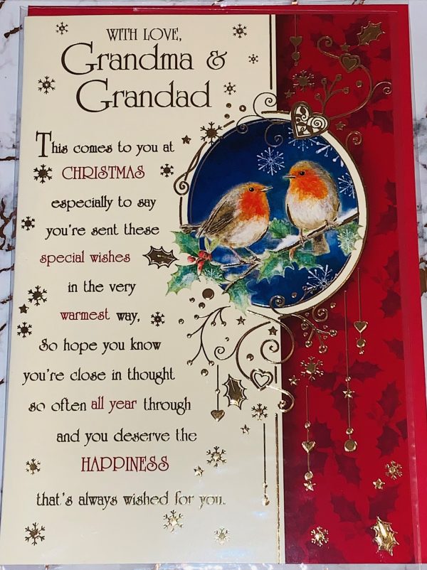Grandma & Grandad Christmas Card 9x6.5 Bright Fun Design & Beautiful Verse by Regent 896773