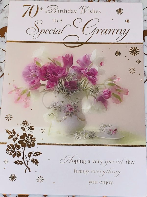 Granny 70th Birthday Card Beautiful Design & Verse by Perfect Thoughts 036026ii