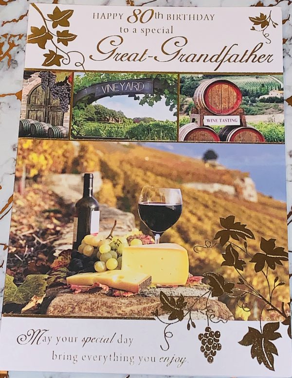 Great Grandfather 80th Birthday Card Beautiful Design & Verse by Perfect Thoughts 036026WW