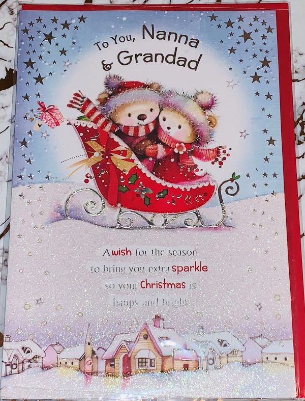 Nanna & Grandad Christmas Card 9x6.5 Bright Fun Design & Beautiful Verse by Regent 896063