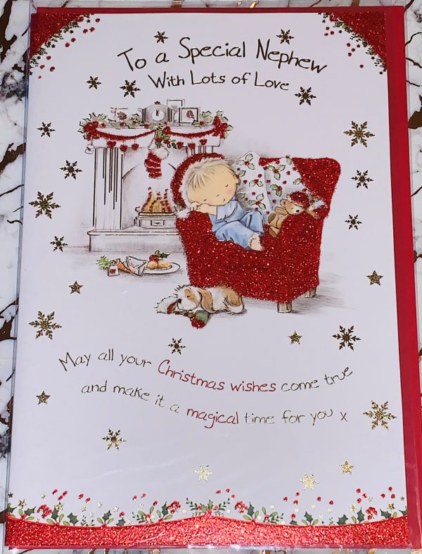 Nephew Christmas Card 9x6.5 Bright Fun Design & Beautiful Verse by Regent 879000