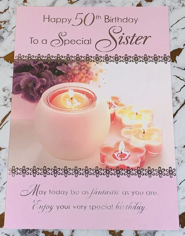 Sister 50th Birthday Card Beautiful Design & Verse by Perfect Thoughts 036026L