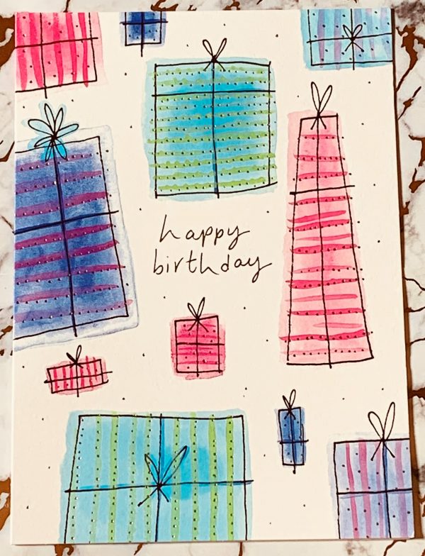Open Blank Card Bright Fun Sparkling Design by Paper Rose 046603